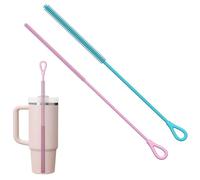 KNUIUYY 2Pcs Silicone Straw Cleaner Brush, Reusable Straw Brush for Straws, Non-slip Handle Soft and Bendable, Hanging Loop Straws Cleaner Brushs for Washing Stanley Narrow Neck Water Bottles