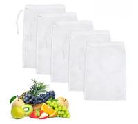 KNUIUYY 5 PCS Drawstring Filter Bags, Nut Milk Bag, 20×30cm Juice Strainer Bag, Washable Nylon Strainer Bags, Reusable Fine Mesh Straining, for Cooking, Jam Making, Yogurt, Nut Milk, Food Straining