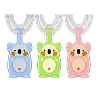 KNUIUYY U-Shaped Toothbrush for Children Aged 2-6 Years Old, 3 Pcs Soft Silicone Toddler Toothbrushes, 360° Teeth Cleaning Design, Training & Travel - Friendly Toddler's Toothbrush