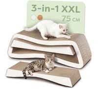 Knupis 3-Piece Cat Scratcher XXL 75cm - Durable Cardboard for Claw Care - Up to 2 Years of Use - Space-Saving - Protects Sofa and Furniture (Mountain-White)