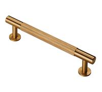 Knurled Bar Door Pull Handle 158 x 13mm 128mm Fixing Centres Satin Brass