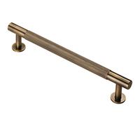Knurled Bar Door Pull Handle 190 x 13mm 160mm Fixing Centres Antique Brass