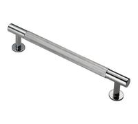 Knurled Bar Door Pull Handle 190 x 13mm 160mm Fixing Centres Chrome
