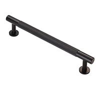 Knurled Bar Door Pull Handle - 190 x 13mm - 160mm Fixing Centres - Matt Black | Designer Cabinet Pull Handle - Wardrobe Cupboard Door Handle - Suitable for Lightweight Internal Doors