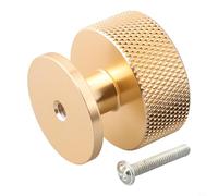 Knurled Cabinet Knob Matt Black Aluminium Cupboard Drawer Pull Single Hole Handle for for Kitchen Cabinets Closet Bathroom Door 32x28mm One Pack(Gold)