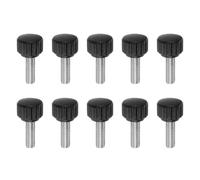 Knurled Clamping Knobs， 10pcs Knobs Thumb Screws M8 x 40mm Metric Male Thread 22mm Matte Plastic Head 304 Stainless Steel Stud Hand Threaded Knob Thumbscrew Handle, Black(M6 x 10mm x 16mm)