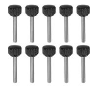 Knurled Clamping Knobs， 10pcs Knobs Thumb Screws M8 x 40mm Metric Male Thread 22mm Matte Plastic Head 304 Stainless Steel Stud Hand Threaded Knob Thumbscrew Handle, Black(M5 x 35mm x 16mm)