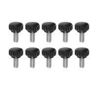 Knurled Clamping Knobs， 10pcs Knobs Thumb Screws M8 x 40mm Metric Male Thread 22mm Matte Plastic Head 304 Stainless Steel Stud Hand Threaded Knob Thumbscrew Handle, Black(M8 x 16mm x 22mm)