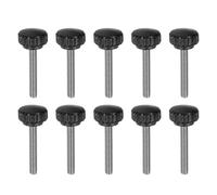 Knurled Clamping Knobs， 10pcs Knobs Thumb Screws M8 x 40mm Metric Male Thread 22mm Matte Plastic Head 304 Stainless Steel Stud Hand Threaded Knob Thumbscrew Handle, Black(M6 x 40mm x 22mm)