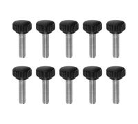 Knurled Clamping Knobs， 10pcs Knobs Thumb Screws M8 x 40mm Metric Male Thread 22mm Matte Plastic Head 304 Stainless Steel Stud Hand Threaded Knob Thumbscrew Handle, Black(M8 x 30mm x 22mm)