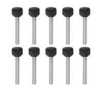 Knurled Clamping Knobs， 10pcs Knobs Thumb Screws M8 x 40mm Metric Male Thread 22mm Matte Plastic Head 304 Stainless Steel Stud Hand Threaded Knob Thumbscrew Handle, Black(M6 x 40mm x 16mm)