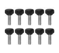 Knurled Clamping Knobs， 10pcs Knobs Thumb Screws M8 x 40mm Metric Male Thread 22mm Matte Plastic Head 304 Stainless Steel Stud Hand Threaded Knob Thumbscrew Handle, Black(M8 x 25mm x 22mm)