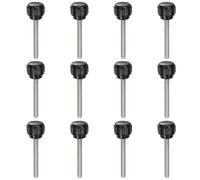 Knurled Clamping Knobs， 12pcs Knobs M5 x 12mm Metric 304 Stainless Steel Male Thread Thumb Screw on Type 14mm Plastic Round Head Threaded Hand Bolt Stud Black(Stainless Steel,M4 x 35mm x 14mm)