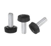 Knurled Clamping Knobs， 30pcs M6 x 34mm Metric Male Thread Knobs, Thumb Screw Grip Plastic Handle Hand with Threaded Stud, White(Black,M6 x 16mm)