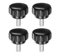 Knurled Clamping Knobs， 4pcs Knobs M5 x 50mm Metric 304 Stainless Steel Male Thread Thumb Screw on Type 25mm Plastic Round Head Threaded Hand Bolt Stud Black(Zinc Plated Carbon Steel,M6 x 16mm x 30mm)