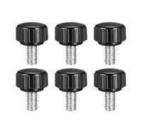 Knurled Clamping Knobs， 6pcs Knobs M5 x 40mm Metric 304 Stainless Steel Male Thread Thumb Screw on Type 22mm Plastic Round Head Threaded Hand Bolt Stud Black(Zinc Plated Carbon Steel,M5 x 10mm x 16mm)