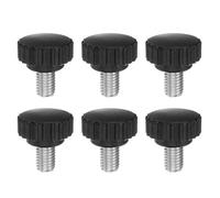 Knurled Clamping Knobs， 6pcs Knobs Thumb Screws M8 x 35mm Metric Male Thread 28mm Matte Plastic Head 304 Stainless Steel Stud Hand Threaded Knob Thumbscrew Handle, Black(M10 x 16mm)