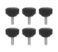 Knurled Clamping Knobs， 6pcs Knobs Thumb Screws M8 x 35mm Metric Male Thread 28mm Matte Plastic Head 304 Stainless Steel Stud Hand Threaded Knob Thumbscrew Handle, Black(M6 x 20mm)