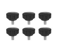 Knurled Clamping Knobs， 6pcs Knobs Thumb Screws M8 x 35mm Metric Male Thread 28mm Matte Plastic Head 304 Stainless Steel Stud Hand Threaded Knob Thumbscrew Handle, Black(M6 x 12mm)