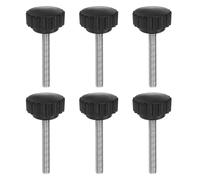 Knurled Clamping Knobs， 6pcs Knobs Thumb Screws M8 x 35mm Metric Male Thread 28mm Matte Plastic Head 304 Stainless Steel Stud Hand Threaded Knob Thumbscrew Handle, Black(M6 x 45mm)