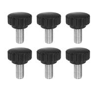 Knurled Clamping Knobs， 6pcs Knobs Thumb Screws M8 x 35mm Metric Male Thread 28mm Matte Plastic Head 304 Stainless Steel Stud Hand Threaded Knob Thumbscrew Handle, Black(M10 x 20mm)