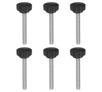 Knurled Clamping Knobs， 6pcs Knobs Thumb Screws M8 x 35mm Metric Male Thread 28mm Matte Plastic Head 304 Stainless Steel Stud Hand Threaded Knob Thumbscrew Handle, Black(M8 x 60mm)