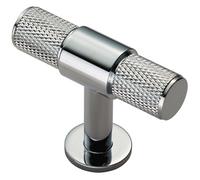 Knurled Cupboard T Shape Pull Handle 50 x 13mm Polished Chrome Cabinet Handle
