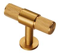 Knurled Cupboard T Shape Pull Handle 50 x 13mm Satin Brass Cabinet Handle