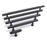 Knurled T Bar Cabinet Handle - Black 96mm