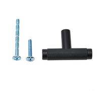 Knurled T Bar Knob, 50mm Aluminum Alloy Cabinet Pulls for Kitchen Cupboard Door Drawer Handle, Black Gold Modern Hardware(Black 1pc)