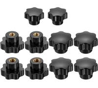 Knurled Thumbscrew Screw,10pcs M10 M12 Metric Female Thread 48mm 7-Point Star Plastic Head Non-Through Hole Brass Insert Screw-in Threaded Hand Knobs Handles(M12)