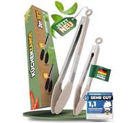 KNUSPERLIEBE® Premium Kitchen Tongs Stainless Steel Locking Cooking Tongs with Silicone Tip Set of 2, 9" and 12" Long Tongs, BBQ Tongs, BPA Free (Cashmere Flow)