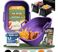 KNUSPERLIEBE® Set of 2 Silicone Moulds Foldable for Airfryer, Hot Air Fryer, BPA-Free, Accessories Ninja Foodi Max Dual Zone AF400EU AF451 AF400EUCP SL400EU AF300EU Silicone Insert Air Fryer Acessory
