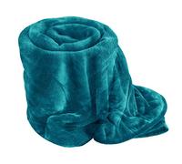 KNWER CLOTHING Faux Fur Elegant Throw Blanket Fluffy Bed Couch Plain Warm Fleece Single Double King[Turq,Single]