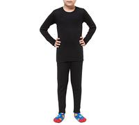 KNWER CLOTHING Kids Long Sleeve and Long John Bottom Thermal Full Set Unisex Winter Warm Base Layer Compression Underwear[Black, 11-12 Years]