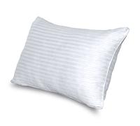 KNWER CLOTHING Luxury Pillows 1 Pack Hotel Quality, Extra Filled Hollowfibre Pillows, Comfortable Anti-Allergy Bed Pillow - Bounce Back Hypoallergenic, Soft Satin Stripe Pillows For Side Sleepers