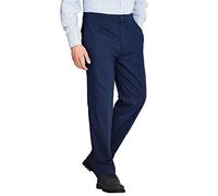 KNWER CLOTHING Mens Rugby Trousers Straight Leg Formal Pants Office Work Casual Bottoms Elasticated Waist Multi Pockets Button Closure Dress Pants
