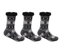 KNWER CLOTHING Mens Slipper Socks, Non-Slip Thick Thermal Fleece Lined Socks, Insulated Winter Warm Fluffy Bed Socks 4.7 TOG 1 & 3 Pack, Snuggly Christmas Socks For Men’s UK 6-11 (Charcoal,3 Pack)