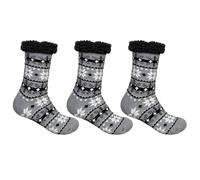 KNWER CLOTHING Mens Slipper Socks, Non-Slip Thick Thermal Fleece Lined Socks, Insulated Winter Warm Fluffy Bed Socks 4.7 TOG 1 & 3 Pack, Snuggly Christmas Socks For Men’s UK 6-11 (Grey,3 Pack)