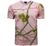 KNWER CLOTHING Real Jungle Tree Print T-Shirts Camouflage Pink Hunting Hiking Oak CAMO STAG TOP S-2XL[Pink,L]