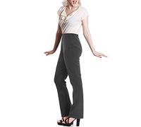 KNWER CLOTHING Womens Ladies Ribbed Boot Trousers Smart Legging Work Tapered Slim FIT Pants 8-14[Grey,14-Short]