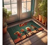 KNZR Bath Mat Washable Entryway | Four Children Controlled By Strings, Puppet Show. - Fluffy Area/Shower Decor - Door Decor For Front Door Outside, Waterproof Kitchen & Soft(65X90CM)