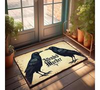 KNZR Bedside Bedroom Rug Two Crows Facing Each Other With The Text attended Murder In Gothic Font. - Anti Slip Premium Quality & Funny Bath Durable Construction | Cotton Area Rug(50X80CM)