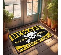 KNZR Beer Decorations For Man Cave Skull And Wrenches: Don'T Touch My Tools! Doormat Kitchen Rug Set Fall Door Mats Outdoor(50X80CM)