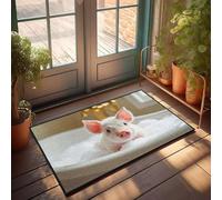 KNZR Cherry Floor Mat A Pig Is Taking A Bubble Bath. | Funny Room Decor - Kitchen Non Slip/Abstract Area - Outdoor Mats For Back Door Waterproof, Bedroom Stuff & Machine Washable(65X90CM)