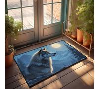 KNZR Cool Room Accessories For Teens Boys Wolf In The Moonlit Mountains Doormat Cool Stuff For Boys Room Decor For Men(40X60CM)