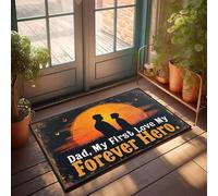 KNZR Dad, My First Bathroom Mat - Machine Washable Area Art Deco Rug Fluffy | Blush Bathmat With Indoor Mats For Front Door Entry Rubber Backing Men Trendy, Microfiber Bath Mat Quick Drying, Door