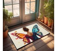 KNZR Door Decorations For Bedroom Colorful Butterfly Wings: A Magical Transformation Doormat Tiki Bar Decorations Outdoor Floor Mat(50X80CM)