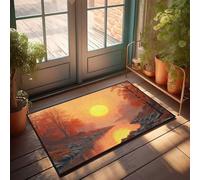 KNZR Door Mat Funny Outdoor Sunset Reflections In Autumnal Forest Doormat Outdoor Rug Front Door Basement Decor(50X80CM)