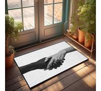 KNZR Doormats For Outdoor Entrance Home Funny Unity In Diversity: A Handshake Of Two Cultures Doormat Mat Shoes Bedroom Decorations(50X80CM)